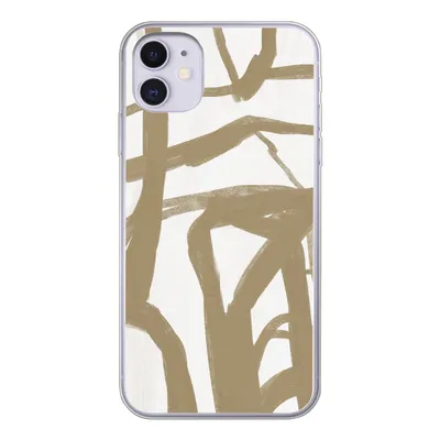 Produktbild von MuchoWow® Handyhülle Schutzhülle Hülle für iPhone 11 Braun - Weiß - Abstrakt Silikon Softcase Handy Hülle - Handytasche