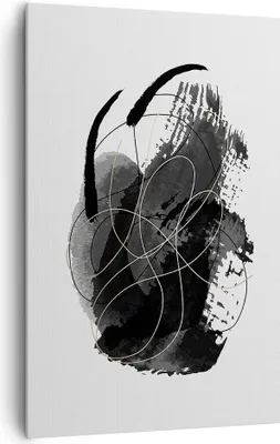 Produktbild von Bild auf Leinwand - Leinwandbild - Einteilig - Abstraktion Schwarz Flecken - 80x120cm - Wand Bild - Wanddeko - Wandbilder - Leinwanddruck - Wanddekoration - Leinwand bilder - Wandbild - PA80x120-4368
