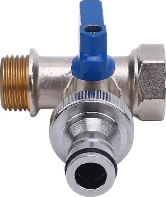 Imagen del producto de Conector en T para válvula de bola de 90 grados, fabricado en latón, con válvula de ángulo. Rosca hembra y macho G1/2, DN15. Conexión NPT de 3/8 de pulgada (15 mm)