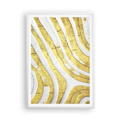 Produktbild von Gerahmtes Poster - Weißer Rahmen - Abstraktion Gold Weiß - 70x100 cm - Wand Bild - Wanddeko - Wandbilder - Kunstposter - Wandposter - Bilderrahmen - Bilder - Kunstdruck - P2WPA70x100-4511
