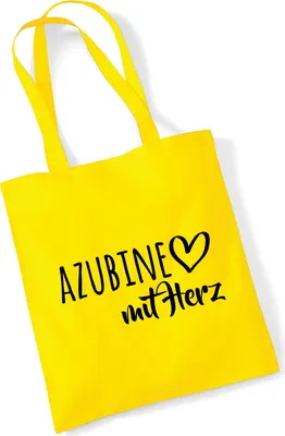 Produktbild von Huuraa Jutebeutel Azubine mit Herz 10 Liter Yellow Baumwolle Tasche Geschenkidee