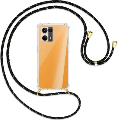Produktbild von Handykette Backcover-Schutzhülle mit Band (Metall goldfarben) für Oppo Reno7 4G, Oppo F21 Pro 4G - schwarz/gold