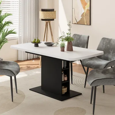 Immagine prodotto di tavolo da pranzo allungabile Vicco Fenaro Bianco/nero 120 x 80 cm con scomparti aperti, Model 56485