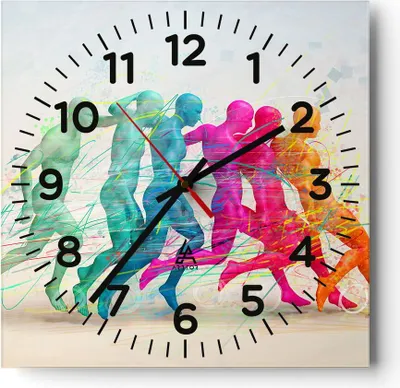Produktbild von Wanduhr - Quadrat - Glasuhr - Spieler Ziel tröpfeln Energie - 40x40cm - Schleichendes Uhrwerk - Lautlos - zum Aufhängen bereit - Dekoration Modern - Wanddekoration aus Glas - C4AC40x40-3177
