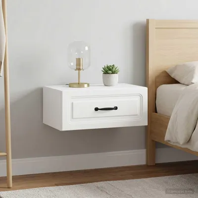 Image de vidaXL Table de chevet murale, lot de 2, blanc, 49 x 34,5 x 20 cm