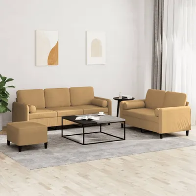 Produktbild von 2025 cloris 3-tlg. Sofagarnitur mit Kissen Braun Samt - Klassische Sofas Sale5074366 5parcel