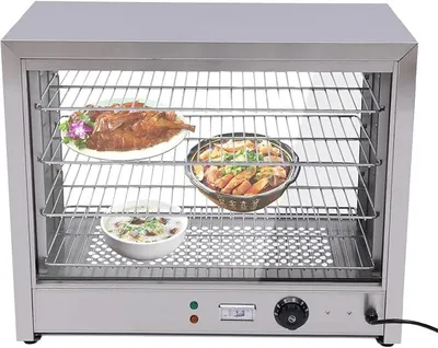 Produktbild von 4-stufiger Warmhaltevitrine 64 x 34 x 53 cm kommerzieller Speisenwärmer 800 W Einstellbare Temperatur 30-85 ? Warmhaltetheke Wärmebehälter HeißTheke
