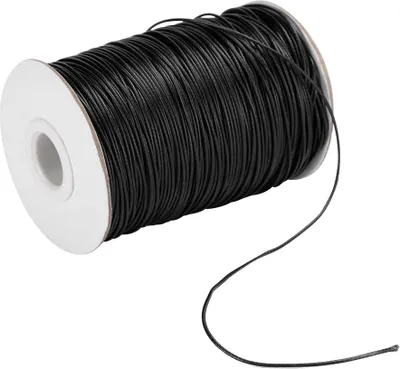 Image de 160 m de cordon ciré DIY Écologique, chaîne tissée à la main à partir de fil de coton 1 mm (noir)