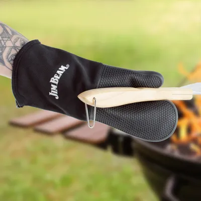 Produktbild von Jim Beam BBQ Grillhandschuh Ofenhandschuh Kochhandschuh - Hitzebeständig bis 230°C - Silikon Schwarz