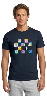 Produktbild von Spreadshirt Adventure Time Mit Finn Und Jake Charaktere Kachel Männer T-Shirt, XL, Navy