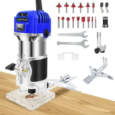 Obrázek produktu pro Frézka – Elektrická horní frézka 2000W – upínací kužel 6,35 mm – pro frézování a gravírování – pro dřevo – modrá