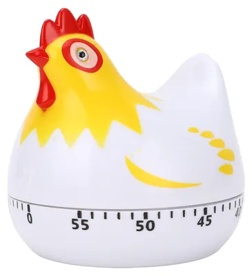Image de Minuteur de cuisine avec motif poulet, forme mignonne, 60 minutes, compte à rebours mécanique pour la cuisson, blanc