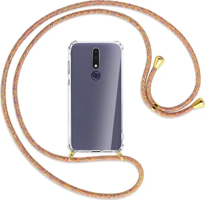 Produktbild von Handykette Backcover-Schutzhülle mit Band (Metall goldfarben) für Nokia 3.1 Plus - Rainbow