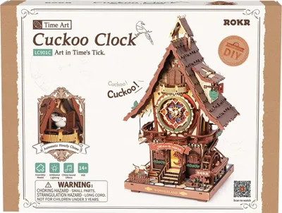 Image de puzzle 3D, Coucou en bois, ROKR, Bois, 435 pièces