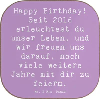Produktbild von Mr. & Mrs. Panda Untersetzer für Gläser Spruch 2016 Geburtstag - Lavendeltraum - Geschenk, Coaster, Tassenuntersetzer, Tischuntersetzer, Glückwunsch, Abenteuer, Spaß
