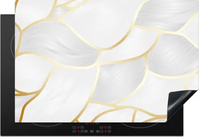 Produktbild von KitchenYeah© Herdabdeckplatte Abstraktes Muster mit goldenen Linien , 76x51cm, Küche Deko, Glaskeramikkochfeld Herdabdeckung, Abdeckplatte fùr Kochfeld