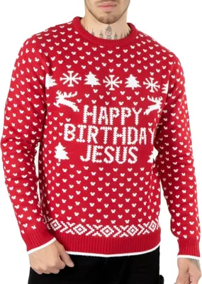 Produktbild von Weihnachtspullover Herren Lustig mit Santa Claus Motiv – Weicher & Bequemer Xmas Pullover mit Rundhalsausschnitt, Hochwertige Verarbeitung doppelt ext