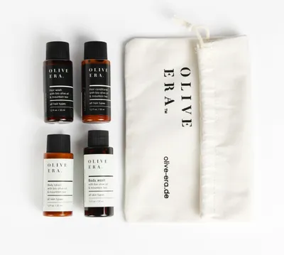 Produktbild von Olive Era Travel Sets | Mandarine & Mountain Tea | 4x35ml / 4x50ml Mountain Tea