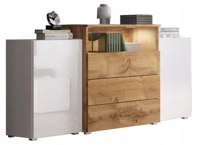 Image de Commode combinée POSIE – blanc brillant / wotan