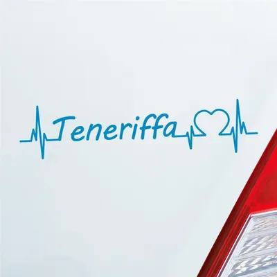 Produktbild von Auto Aufkleber Teneriffa Puls Herzschlag mit Insel Motiv 19x5 cm Hellblau Sticker Heckscheibenaufkleber