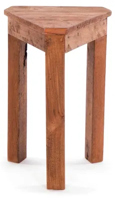 Produktbild von Milo | Mahagoni Holz, 45 cm, dreieckig | Blumenhocker, Holz Couchtisch, Pflanzenhocker, Wohnzimmertisch