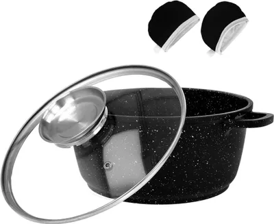Produktbild von Brunbeste Aluminium-Pfanne mit Marmorbeschichtung und Deckel 26 cm 5,5 l