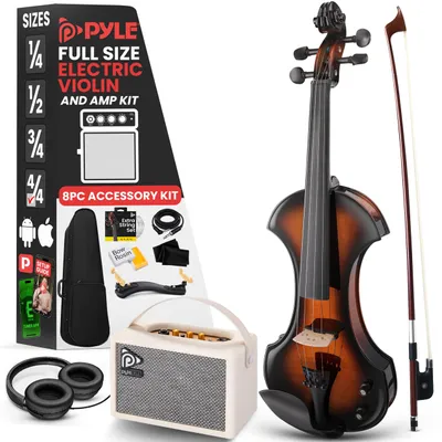 Immagine prodotto di Violino elettrico Pyle 4/4 – Violino elettrico, violino elettrico 4/4 per violinisti, violino elettrico con accessori, custodia inclusa