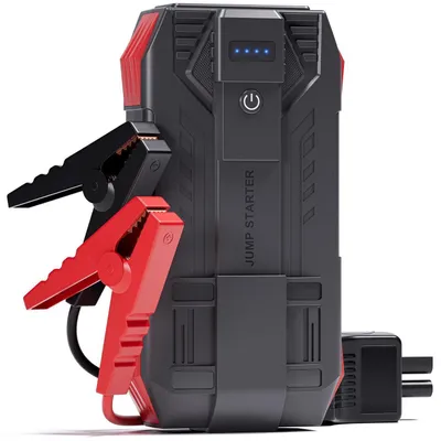 Zdjęcie produktu dla Powerbank Starthilfe 6000A do samochodów osobowych, rozrusznik awaryjny 12V, do silników benzynowych do 10 litrów pojemności lub silników diesla do 8 litrów pojemności, z wbudowaną lampą LED i 2 portami USB