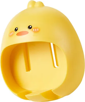 Image de Porte-brosse à dents mignon multi-usage sans poinçon Animaux de dessins animés Support mural pour brosses à dents pour la salle de bain Œuf jaune Canard