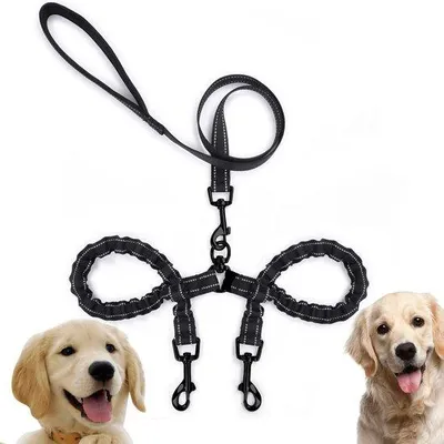 Produktbild von Doppelte Hundeleine für 2 Hunde, reflektierende Hundeleine, Trainings- und Übungsleine, 360-Grad klitfrei
