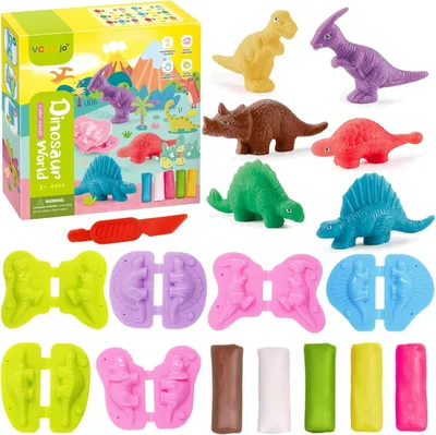 Productafbeelding van Kneedgereedschap set 12 stuks, kleurrijke klei, 6 mallen, 5 blokken, voor kinderen 2-4 jaar