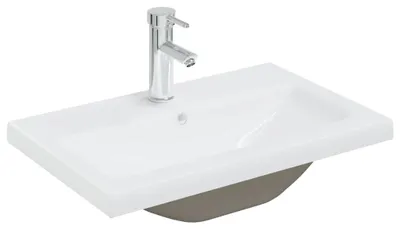 Produktbild von vidaXL Einbauwaschbecken mit Wasserhahn 61x39x18 cm Keramik Weiß