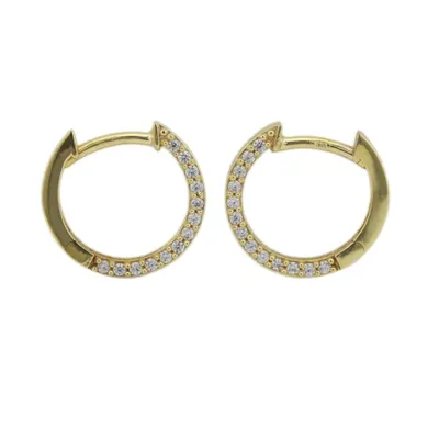 Produktbild von Creole Ohrring 13x2mm Klappscharnier mit Zirkonias 9Kt GOLD