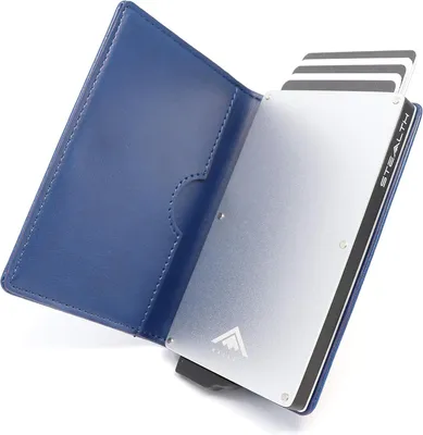 Produktbild von RFID Kartenportmonai Herren - Minimalistische Pop-Up-Portemonnaies mit Geschenkbox - Leichte Metall-Kreditkartenhalter für Männer (Silbernes Aluminium
