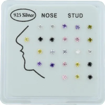 Produktbild von 925 Silber Nasen Piercings, 24 Stück, Stabstärke 0,5 mm / Stablänge 6 mm / Ø 2 oder 2,5 mm