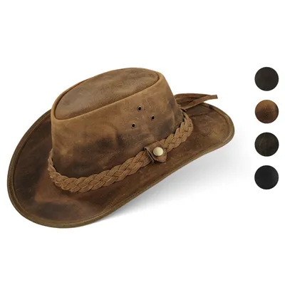 Produktbild von TEXAS Uni Western Reiten Cowboy Leder Hut Vintage Brown Größe XXL