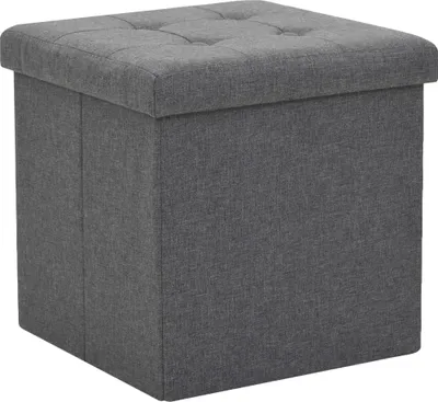 Immagine prodotto di Sgabello con vano portaoggetti look lino grigio scuro