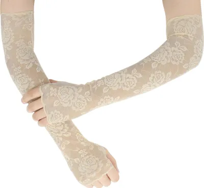 Produktbild von 1 Paar Elastische Armschoner für Männer & Frauen, UV-Schutz-Ärmel mit Daumenloch für Fußball Golf Volleyball Tattoo-Abdeckung, Hautfarbe