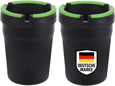 Produktbild von mucHome 2er Set Aschenbecher Ø 8 cm für draußen - Windgeschützter Auto-Aschenbecher mit leuchtendem Deckel - Windaschenbecher/Sturmaschenbecher
