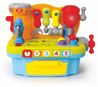 Produktbild von Moni Kinder-Miniwerkstatt Kinderwerkzeug Musik Licht Schrauben Formsortierspiel