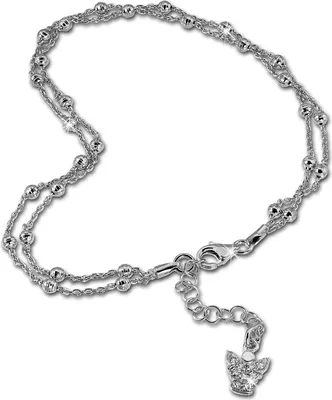 Image de SilberDream Chaîne de cheville pour femmes 27cm argent scintillant blanc boules zirconium SDF2174J