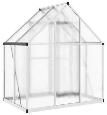 Zdjęcie produktu dla vidaXL Szklarnia z ramą fundamentową srebrna 169x114x195 cm aluminium