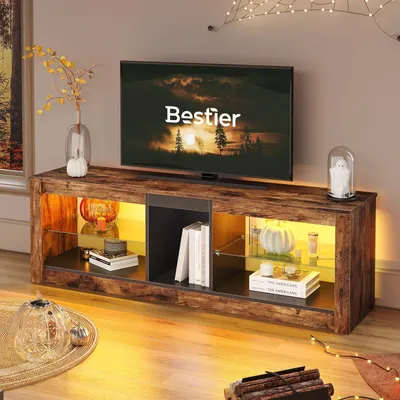 TV-Ständer 140 cm, RGB LED, 3 Steckdosen, 2 USB, bis 65 Zoll