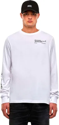 Image de T-shirt à manches longues Diesel, taille S, blanc, homme, blanc, taille S
