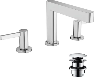 Immagine prodotto di hansgrohe Finoris robinetterie de lavabo 3 trous 110 avec vidage Push-Open, portée 169mm, 76033000, 76033000