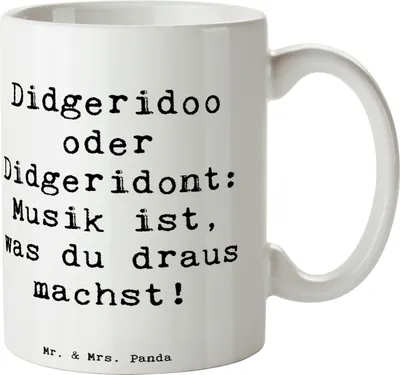 Produktbild von Mr. & Mrs. Panda Becher Spruch Didgeridoo Musik - Weiß - Geschenk, Henkelpott, tief, Kultur, Kaffeebecher, Musiker, Teetasse, Technik, spirituell, Tasse mit, Lernen