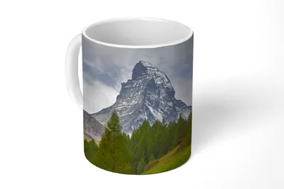 Obrázek produktu pro MuchoWow® Šálek na kávu Šálek na kávu Hrnek na kávu 350 ml Švýcarský Matterhorn za borovicovým lesemŠálek na čaj - Foto hrnek