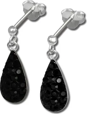 Image de SilberDream Boucles d'oreilles goutte zircon noir clou d'oreille argent 925 D2GSO403S