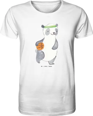 Produktbild von Mr. & Mrs. Panda Tshirt Panda Basketball Größe S - Weiß - Geschenk, Shirt, Herren-T-Shirt, Basketballplatz, T-Shirt Herren, Verband, mit Spruch, Verein