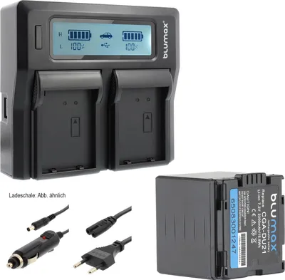 Produktbild von 1x Akku + Lader für Panasonic CGA-DU21 CGA-DU12,CGA-DU14,CGR-DU06 2200 mAh